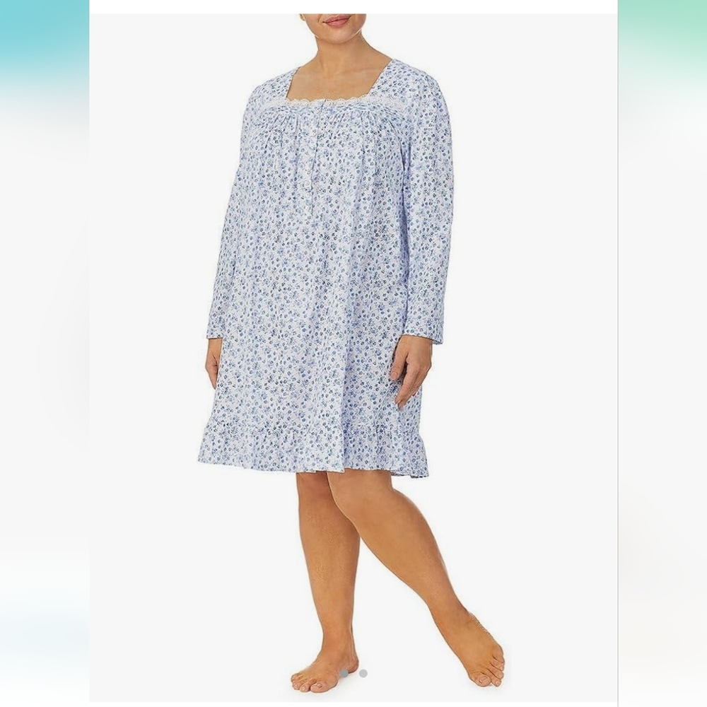 NWT Eileen West Plus Size Floral Bud Print Jersey Knit Short Nightgown 3X